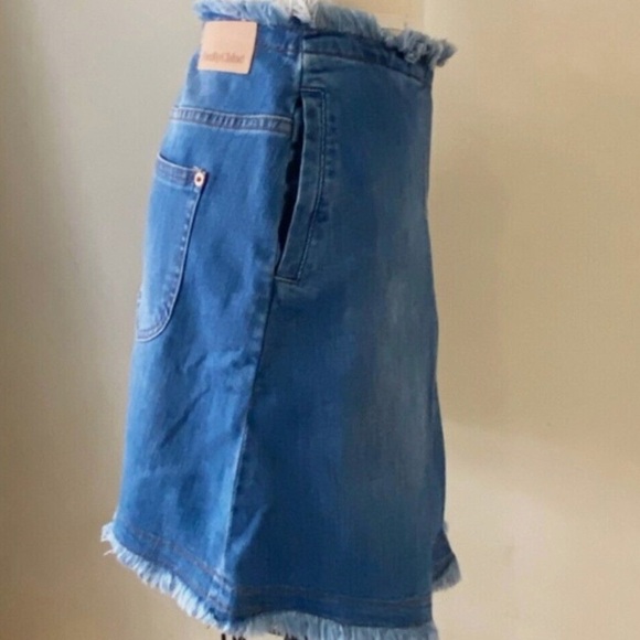 See By Chloe Denim A-Line Pleated Boho Western Jean Skirt - Picture 6 of 9